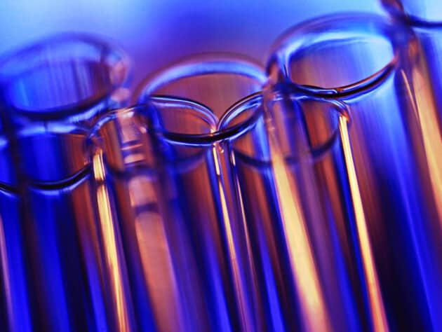 closeup of test tubes.
